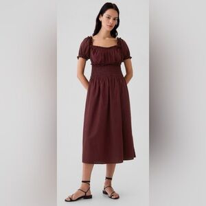 NWT Gap Red Smocked Midi Dress